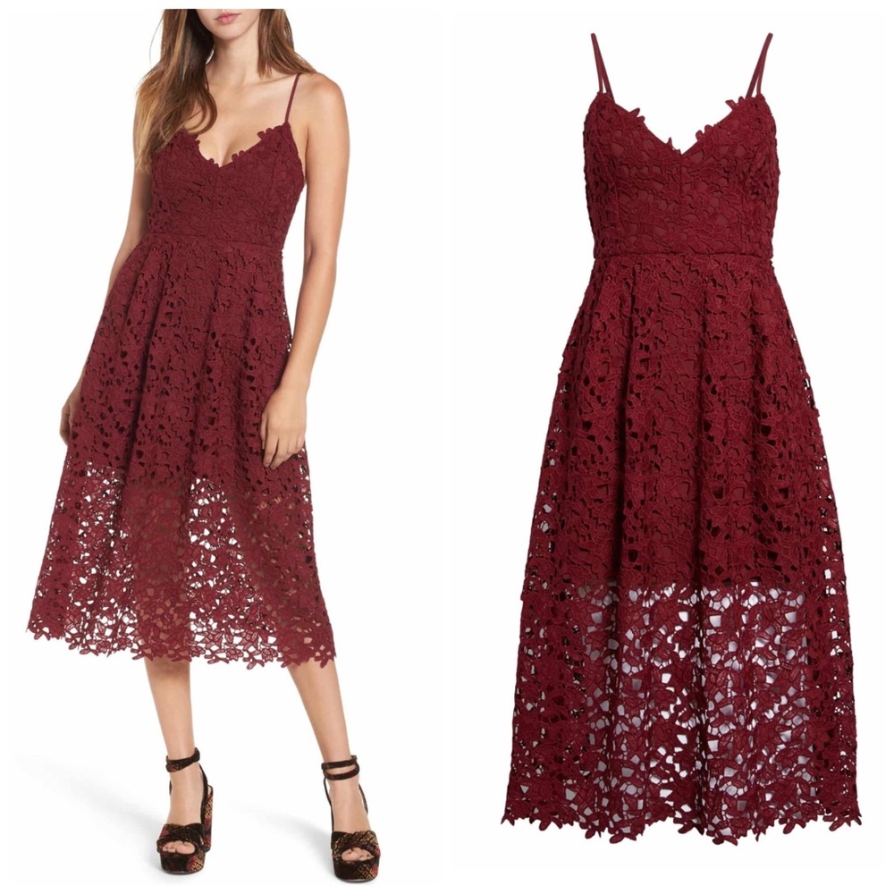 Astr the label lace midi dress